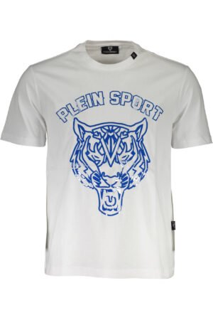 PLEIN SPORT WHITE MEN'S SHORT SLEEVE T-SHIRT